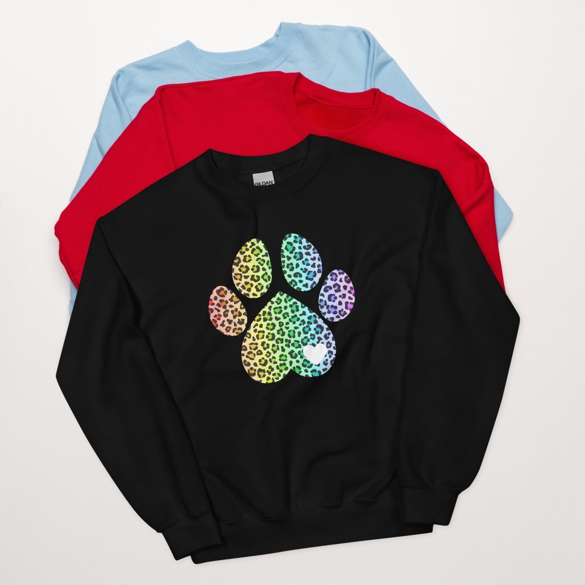 Rainbow Leopard Dog Paw Sweatshirt - DoggyLoveandMore