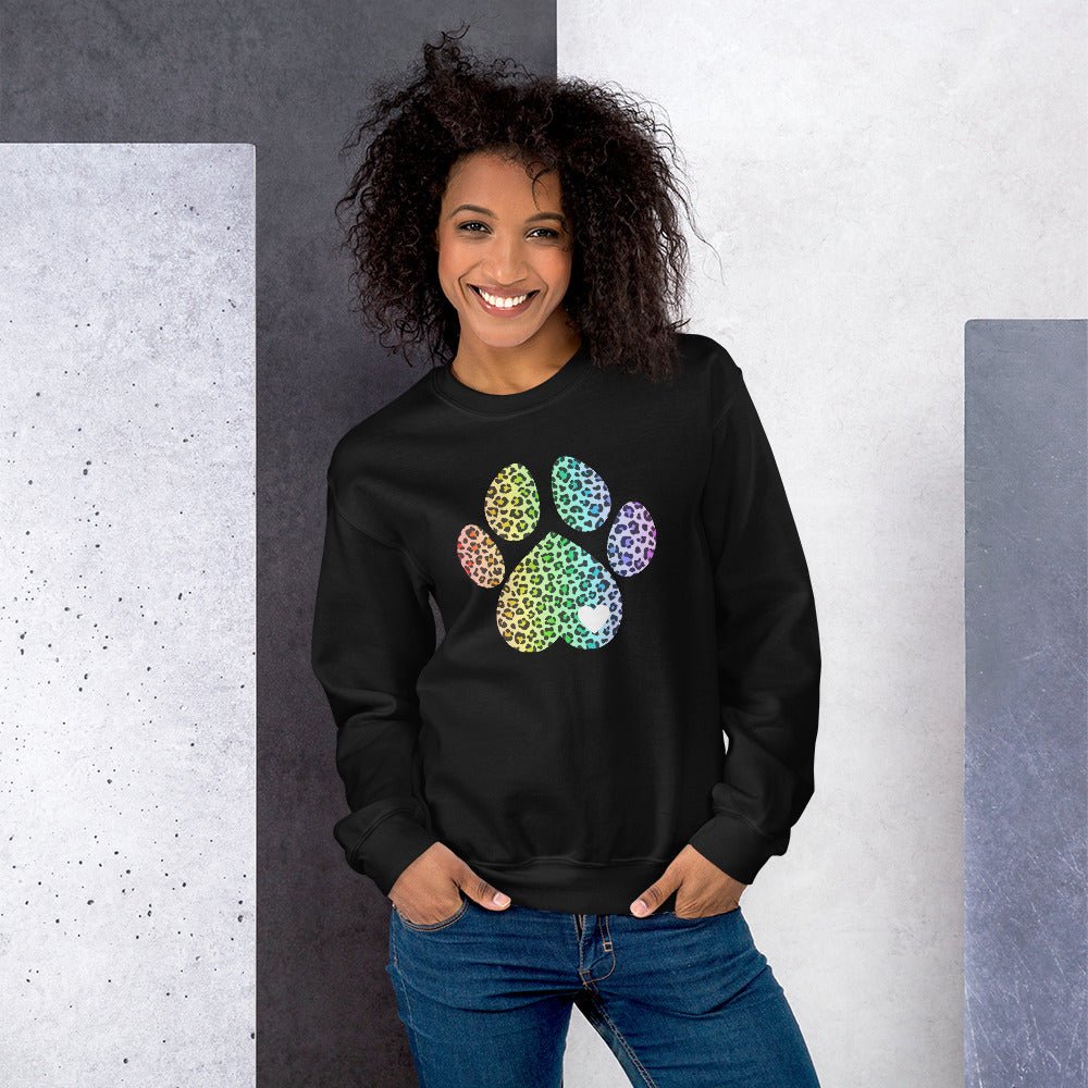 Rainbow Leopard Dog Paw Sweatshirt - DoggyLoveandMore