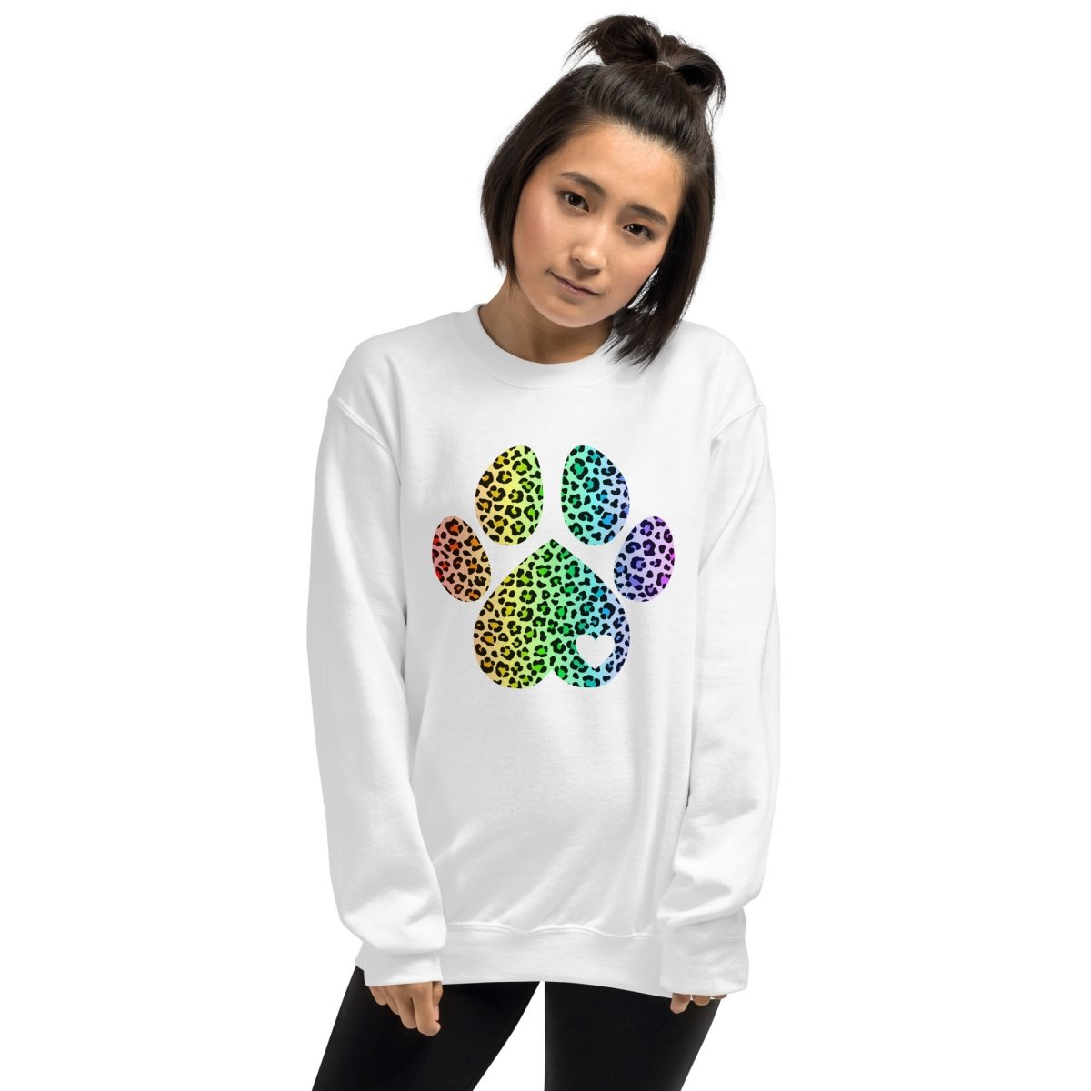 Rainbow Leopard Dog Paw Sweatshirt - DoggyLoveandMore