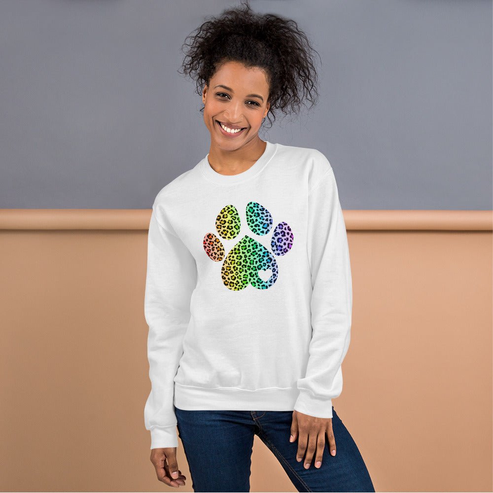 Rainbow Leopard Dog Paw Sweatshirt - DoggyLoveandMore