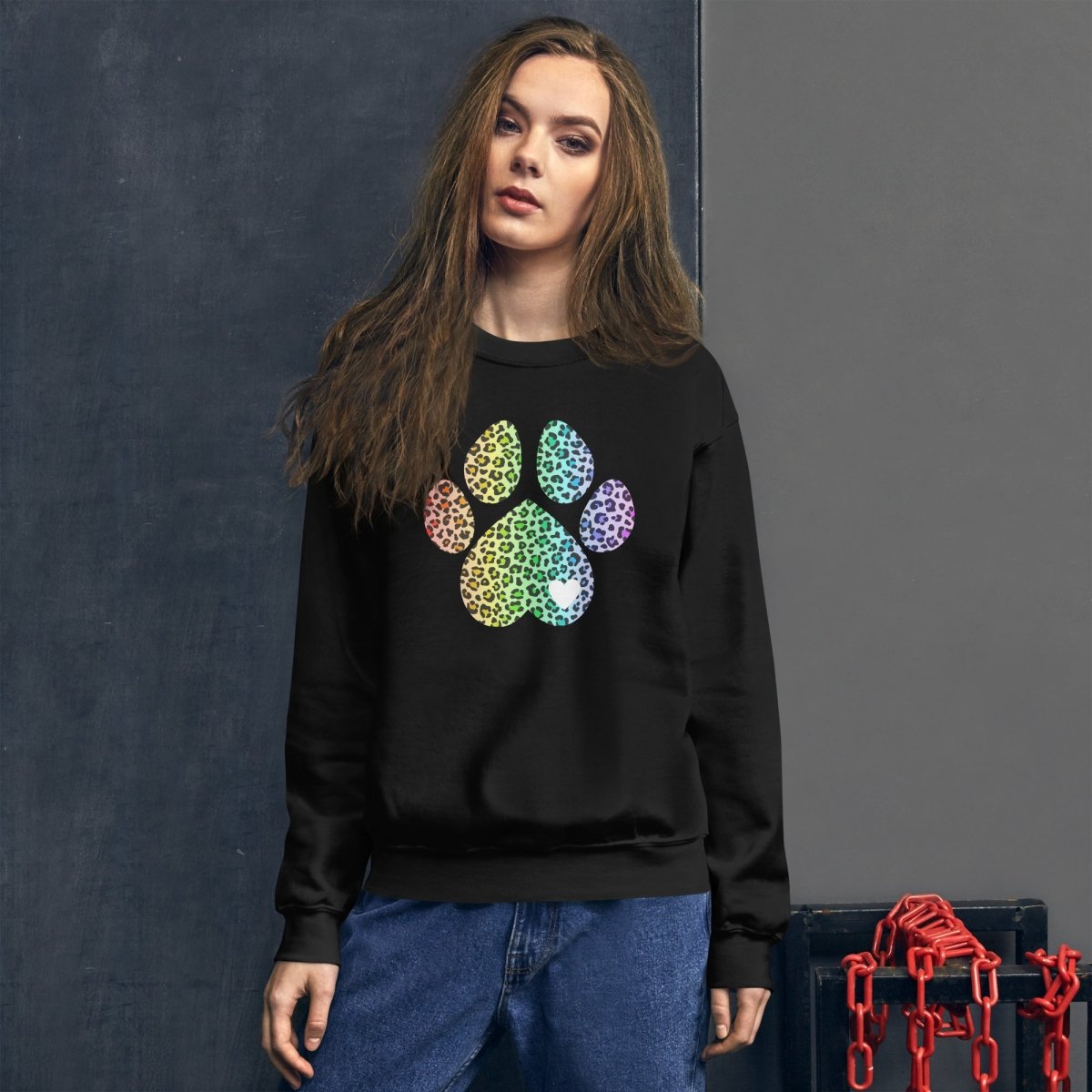 Rainbow Leopard Dog Paw Sweatshirt - DoggyLoveandMore