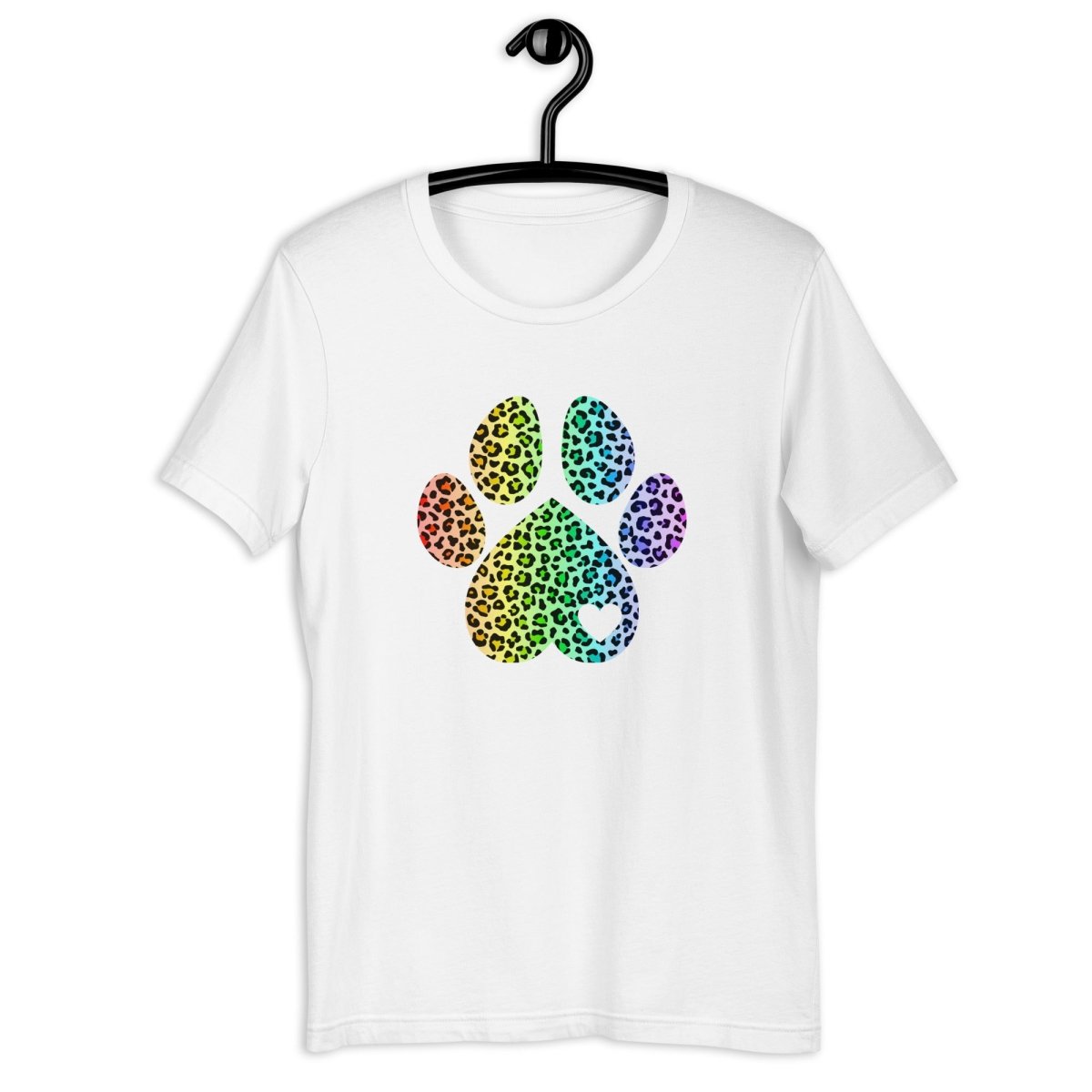 Rainbow Leopard Dog Paw T-Shirt - DoggyLoveandMore