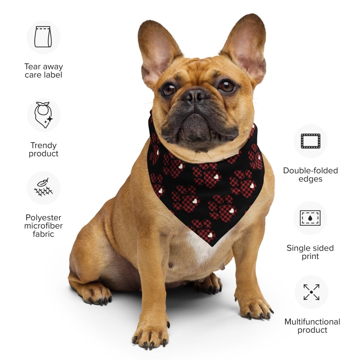 Red Buffalo Plaid Dog Paw Bandana - DoggyLoveandMore