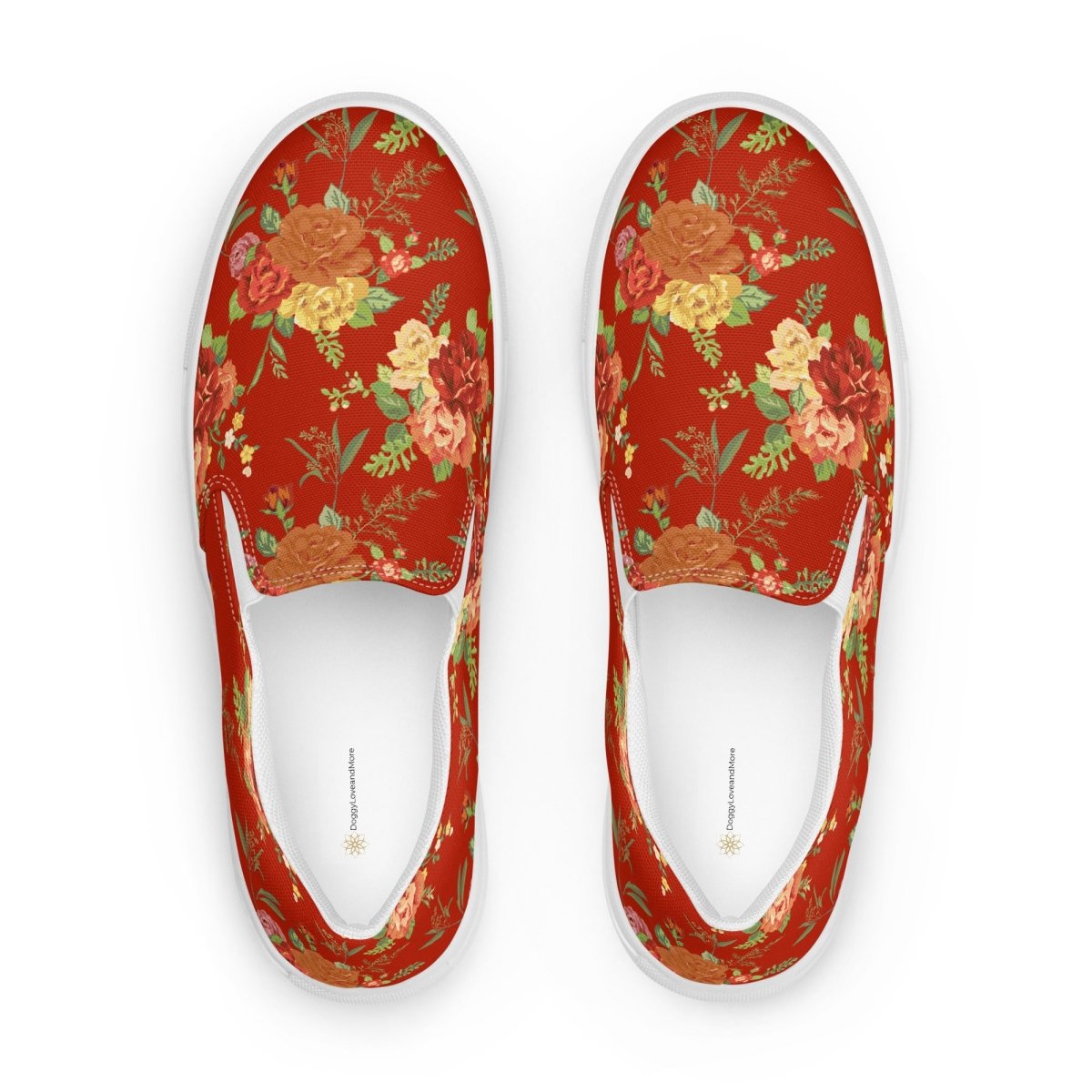 Red Floral Women’s Slip-On Shoes - DoggyLoveandMore