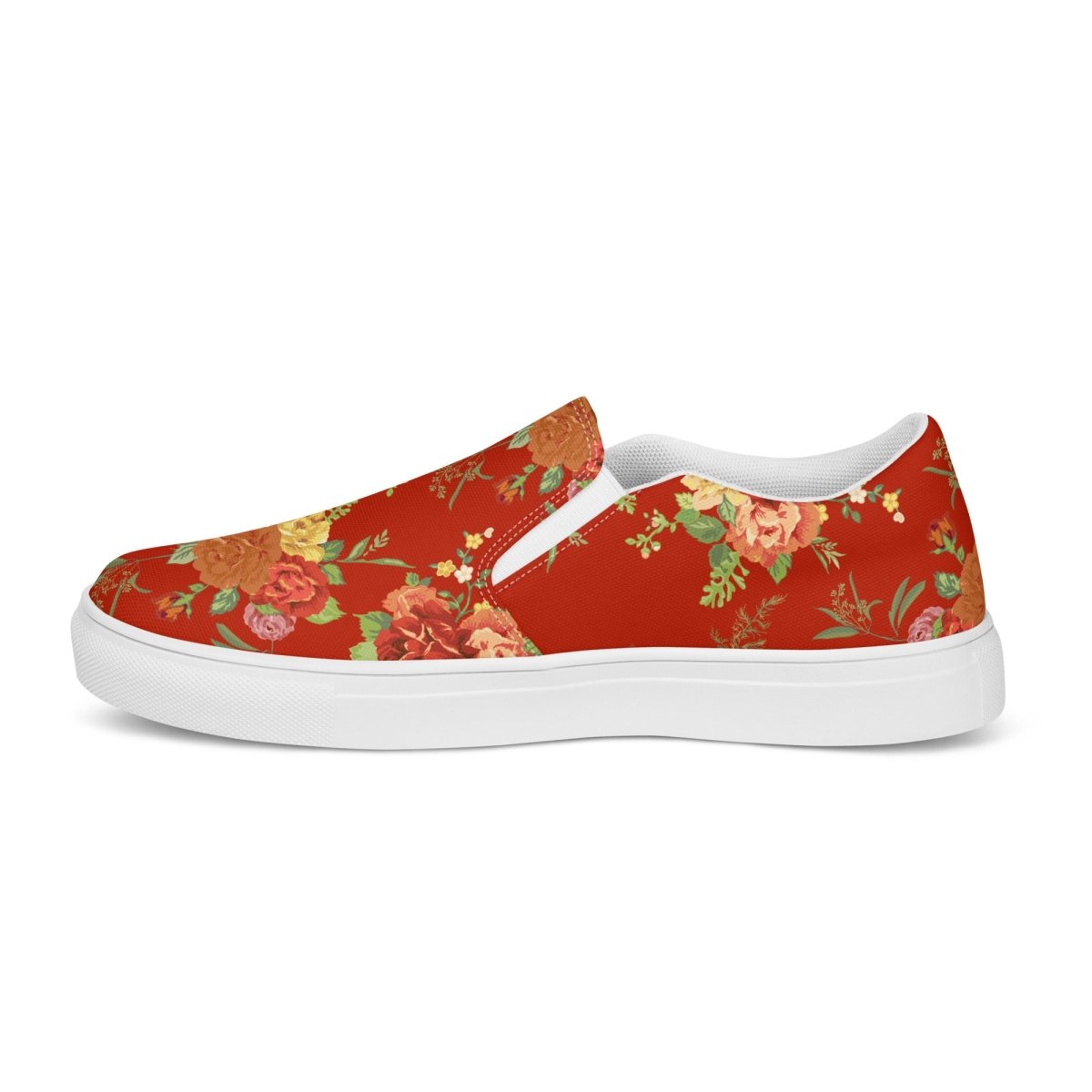 Red Floral Women’s Slip-On Shoes - DoggyLoveandMore