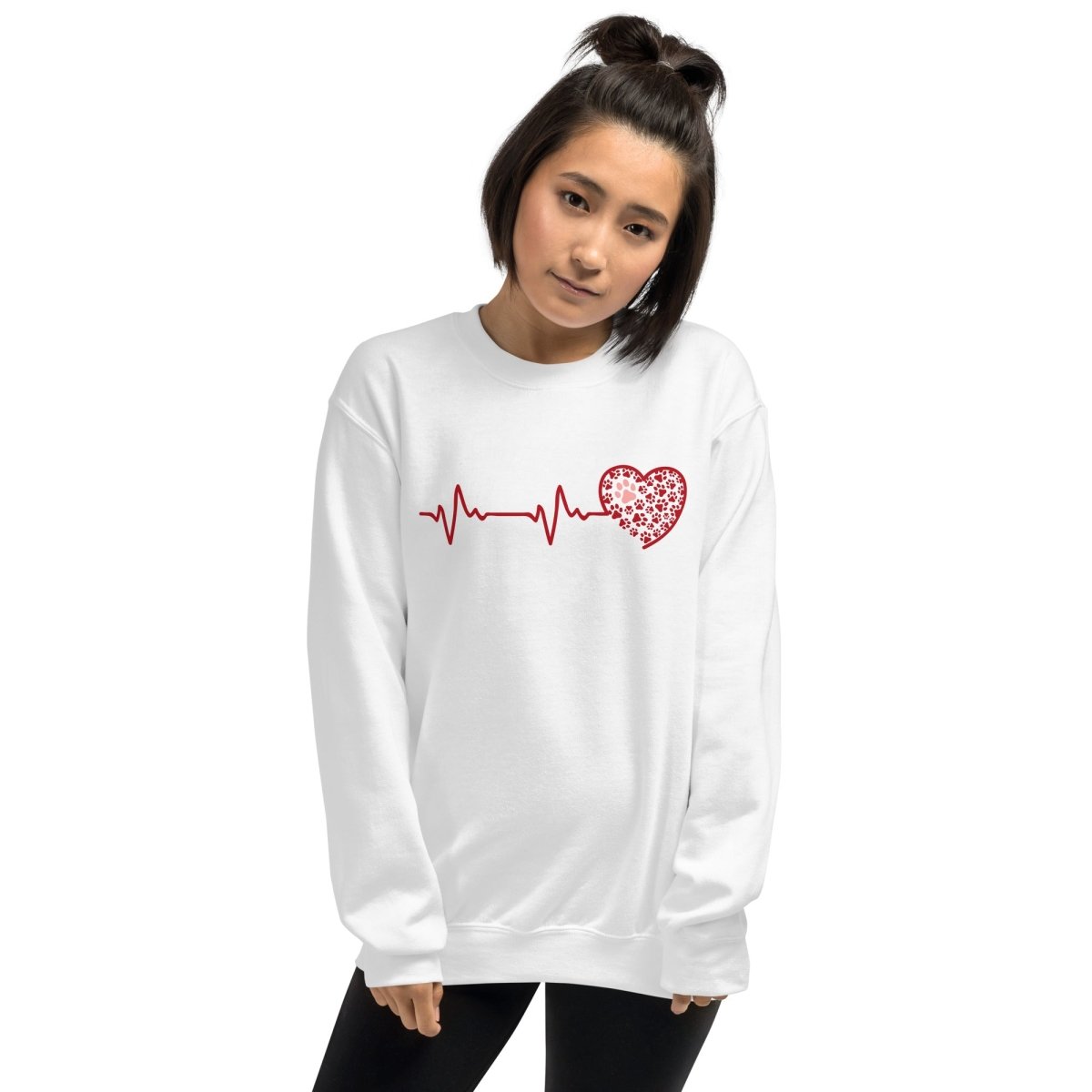 Red Heartbeat Dog Paws Sweatshirt - DoggyLoveandMore