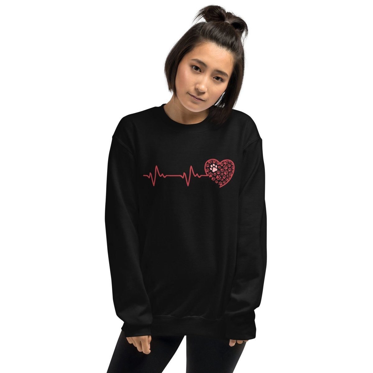Red Heartbeat Dog Paws Sweatshirt - DoggyLoveandMore