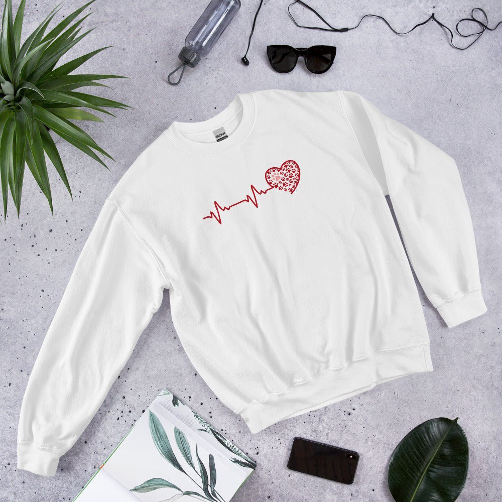 Red Heartbeat Dog Paws Sweatshirt - DoggyLoveandMore