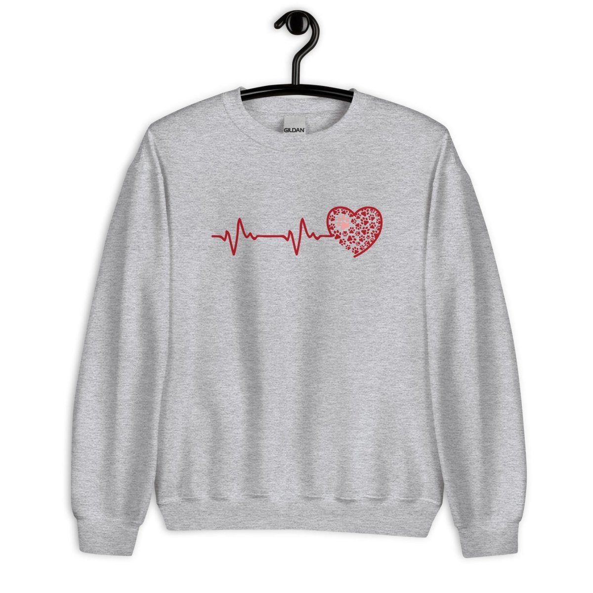Red Heartbeat Dog Paws Sweatshirt - DoggyLoveandMore