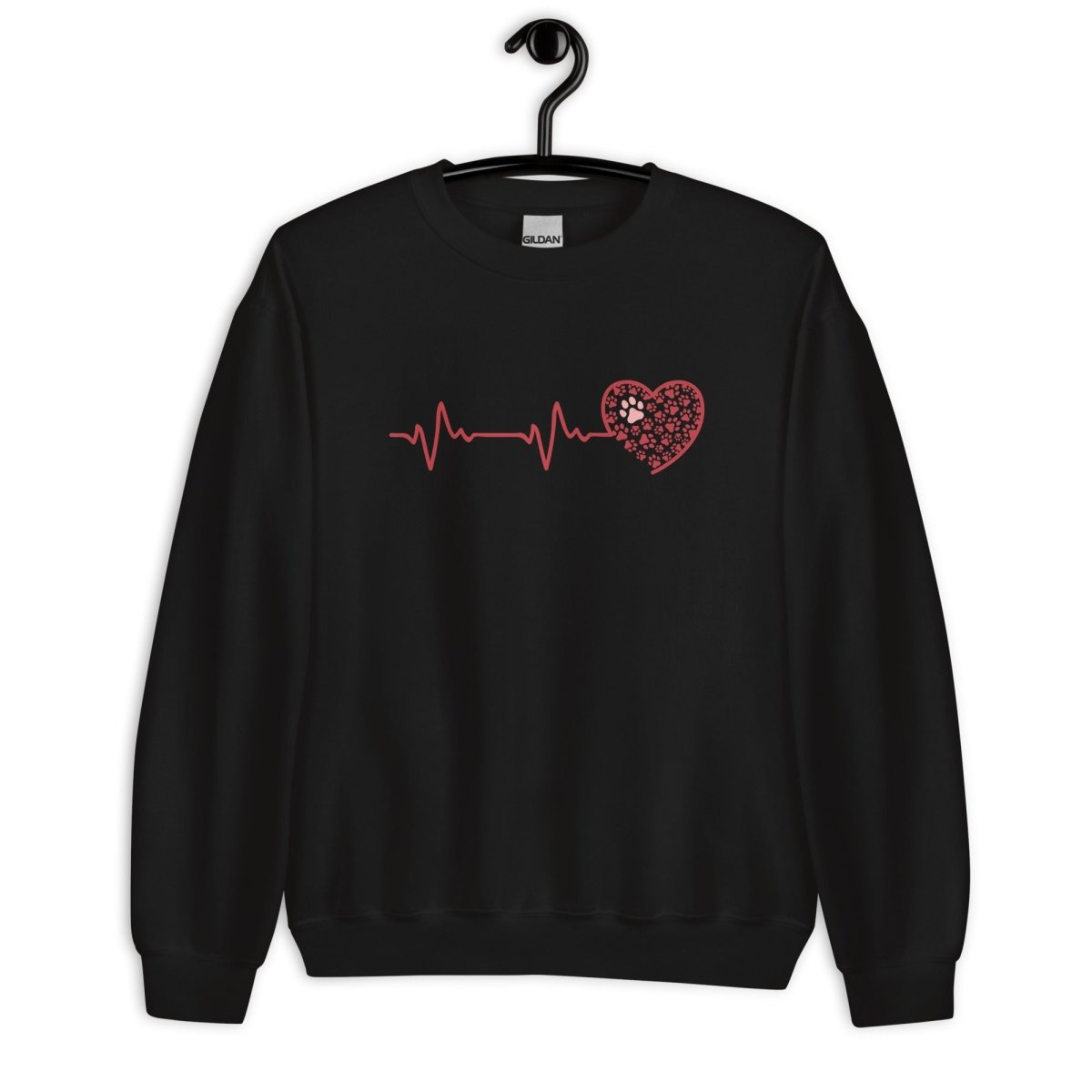 Red Heartbeat Dog Paws Sweatshirt - DoggyLoveandMore