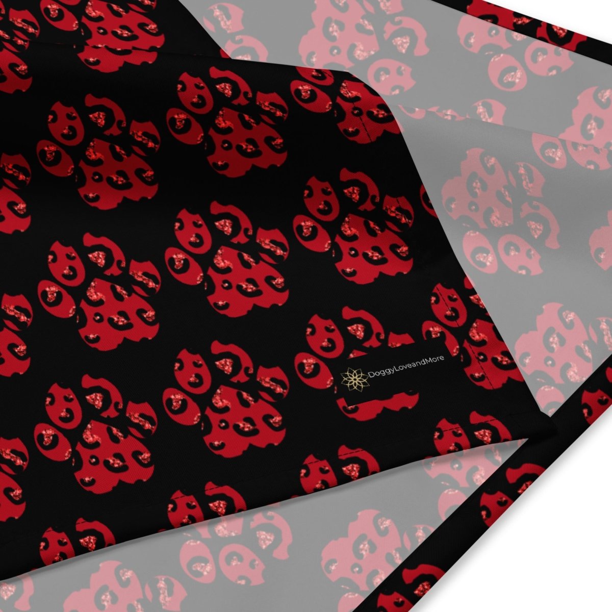 Red Leopard Print Dog Paw Bandana - DoggyLoveandMore