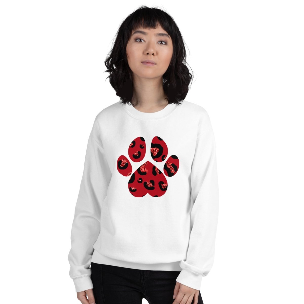 Red Leopard Print Dog Paw Sweatshirt - DoggyLoveandMore