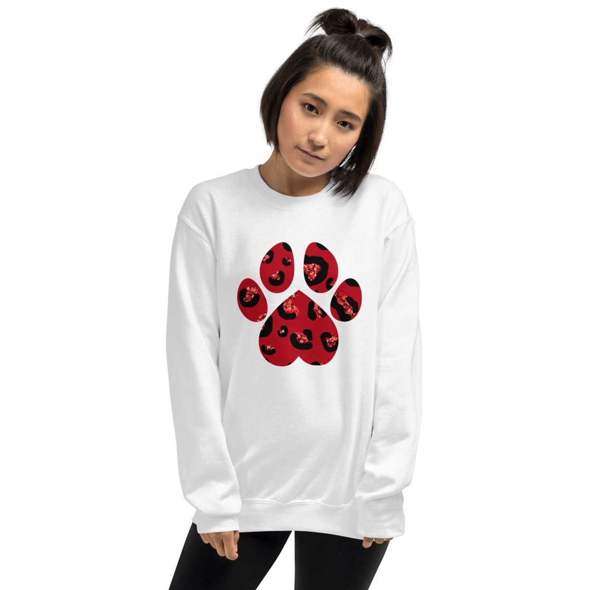 Red Leopard Print Dog Paw Sweatshirt - DoggyLoveandMore