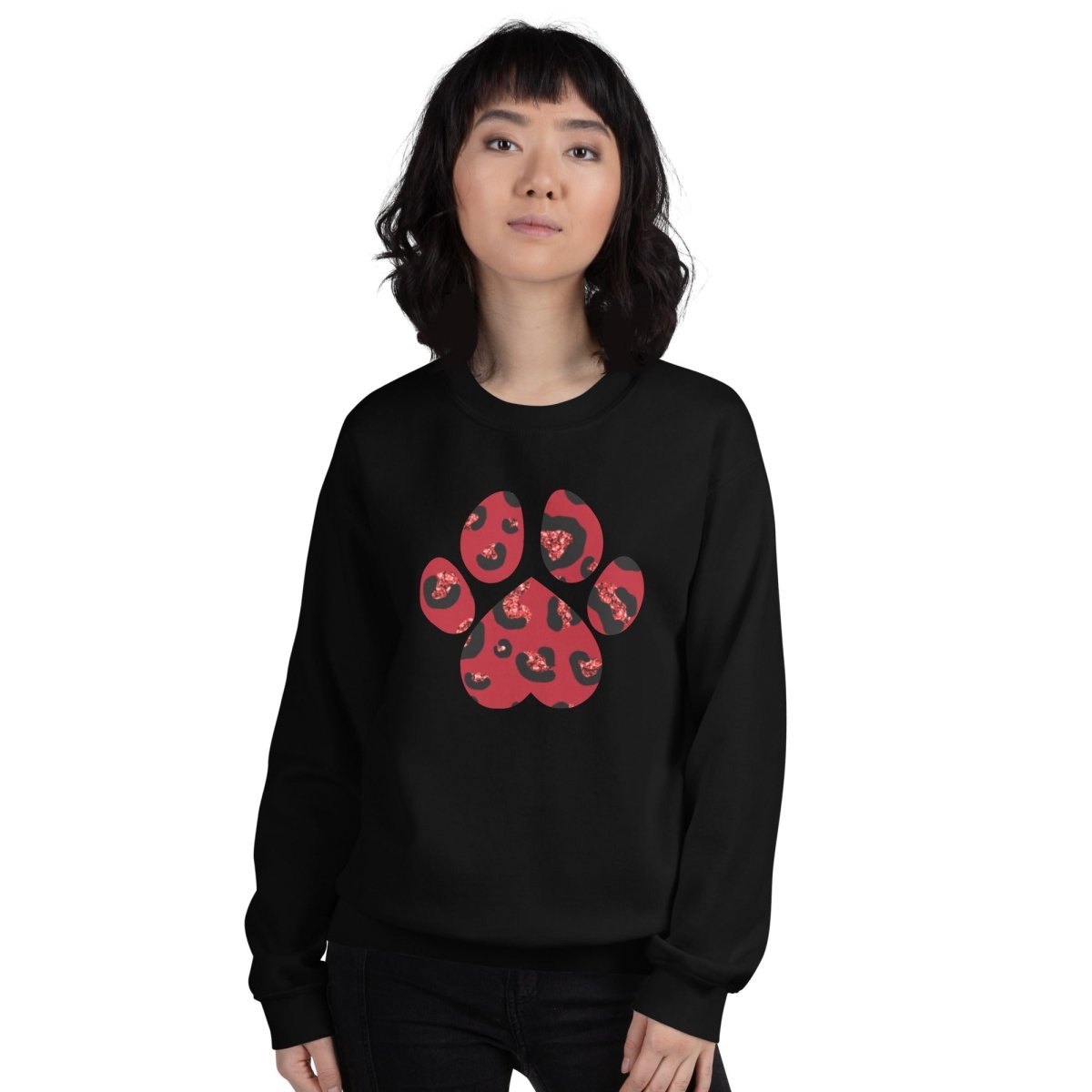 Red Leopard Print Dog Paw Sweatshirt - DoggyLoveandMore