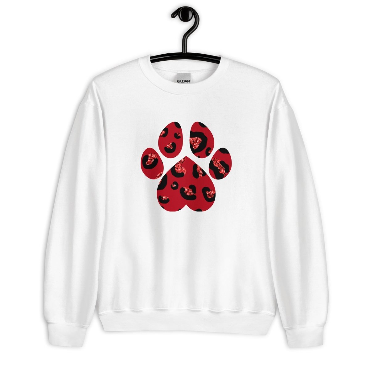 Red Leopard Print Dog Paw Sweatshirt - DoggyLoveandMore