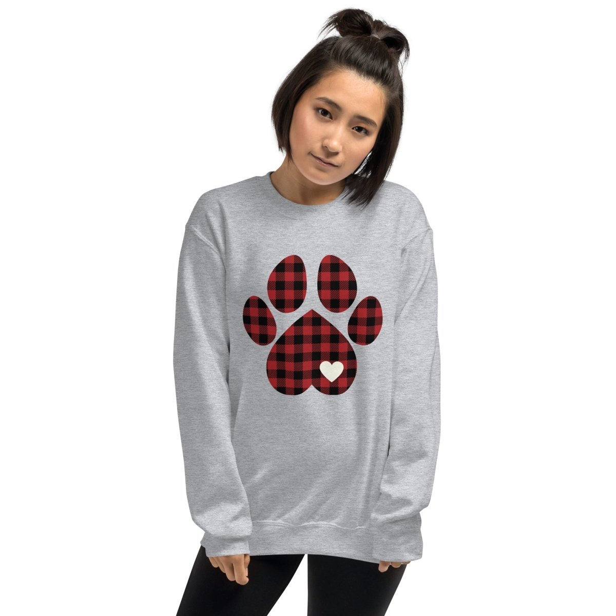 Red Plaid Dog Paw Sweatshirt - DoggyLoveandMore