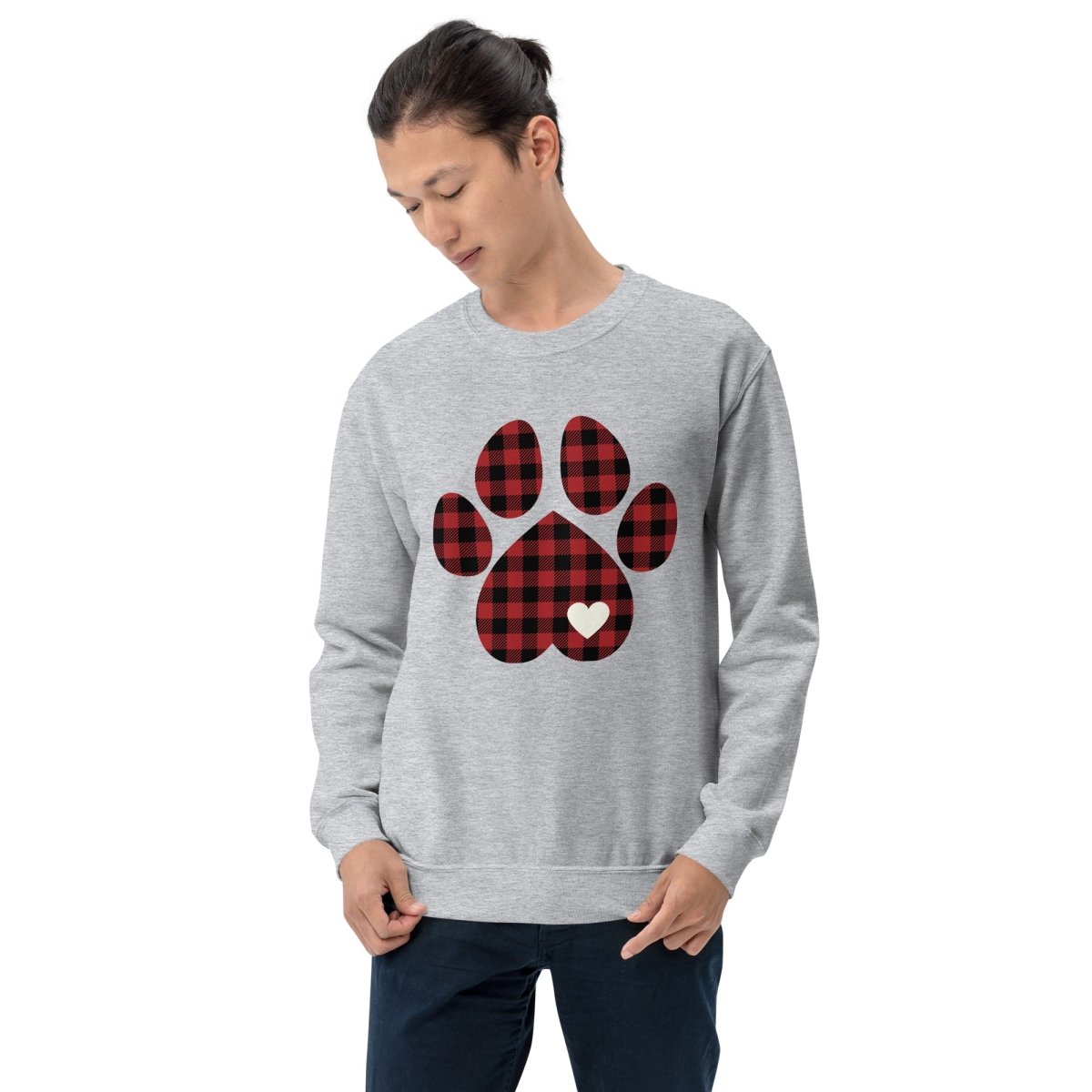 Red Plaid Dog Paw Sweatshirt - DoggyLoveandMore