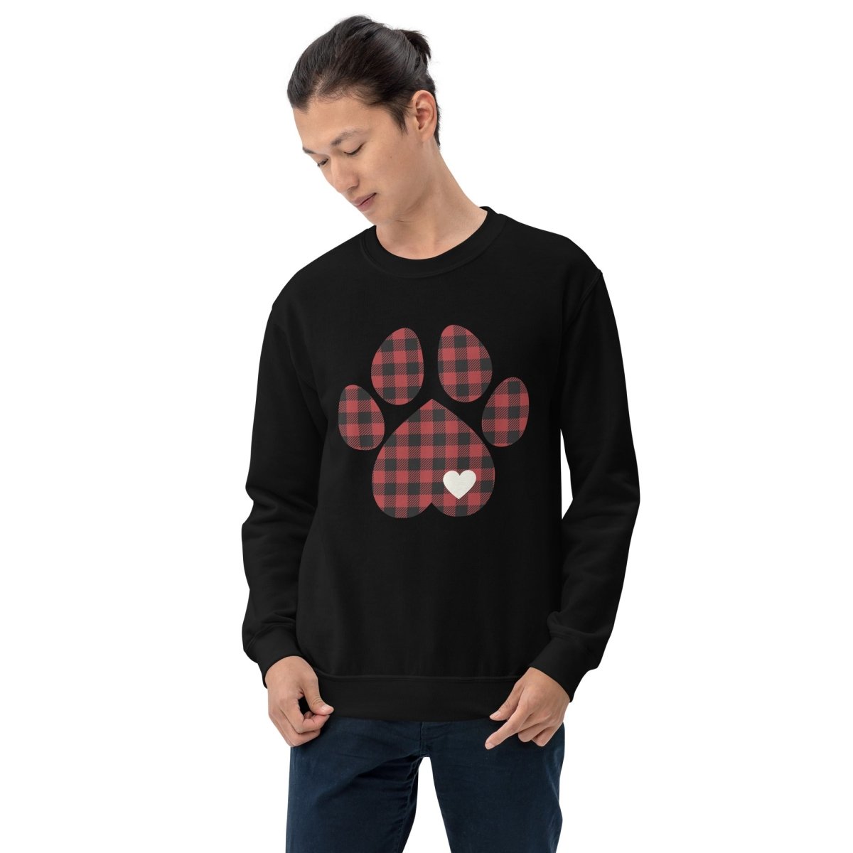 Red Plaid Dog Paw Sweatshirt - DoggyLoveandMore