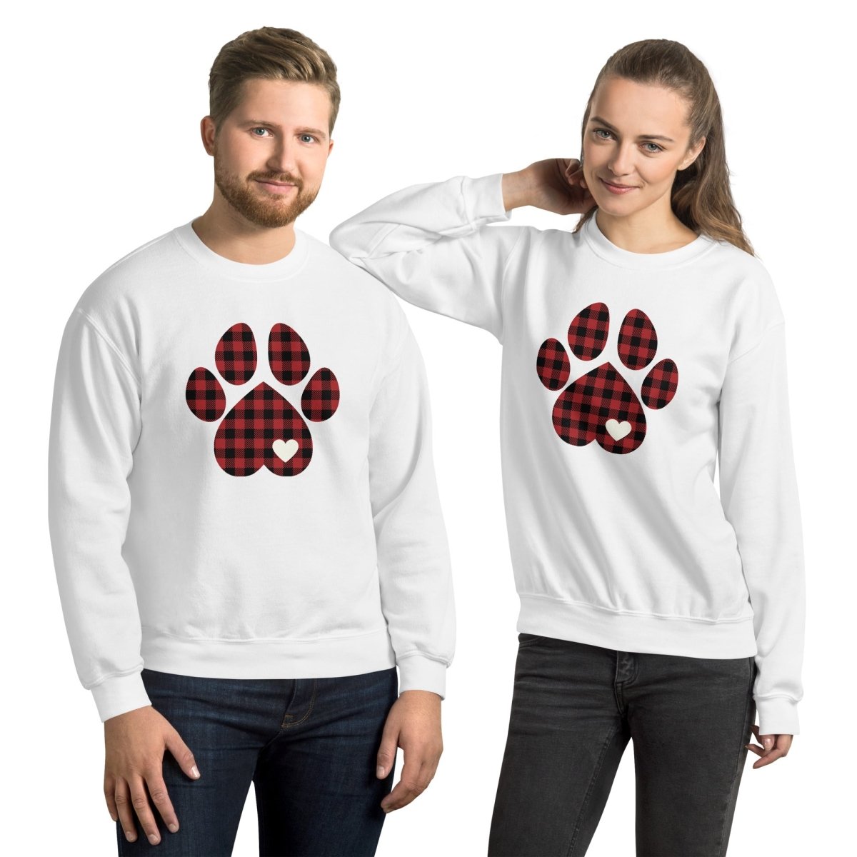 Red Plaid Dog Paw Sweatshirt - DoggyLoveandMore