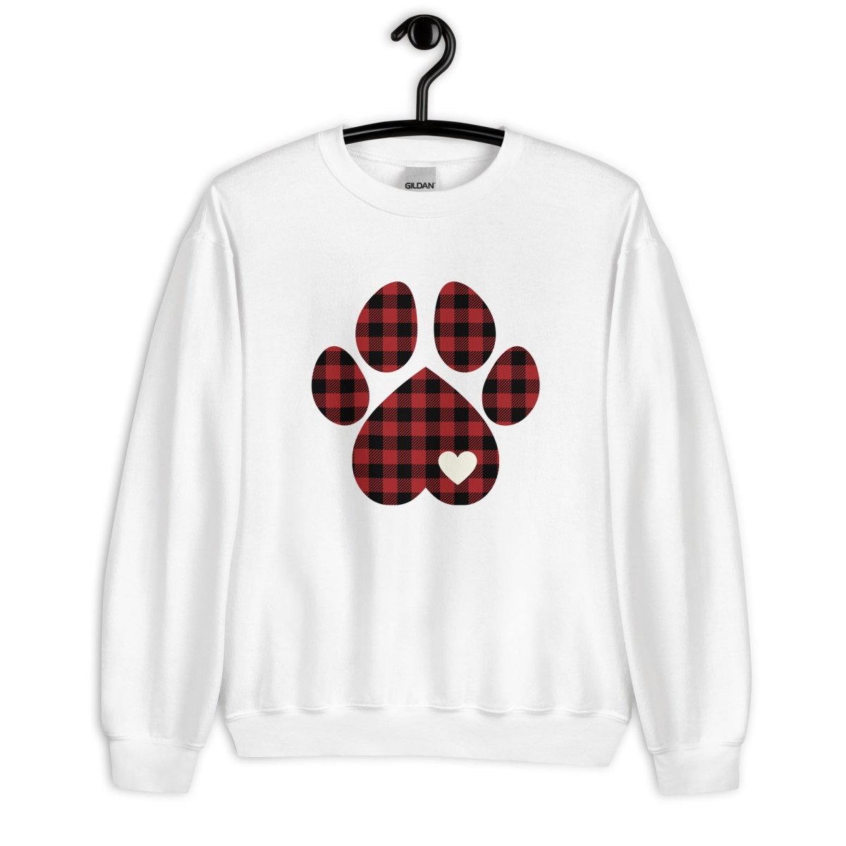 Red Plaid Dog Paw Sweatshirt - DoggyLoveandMore