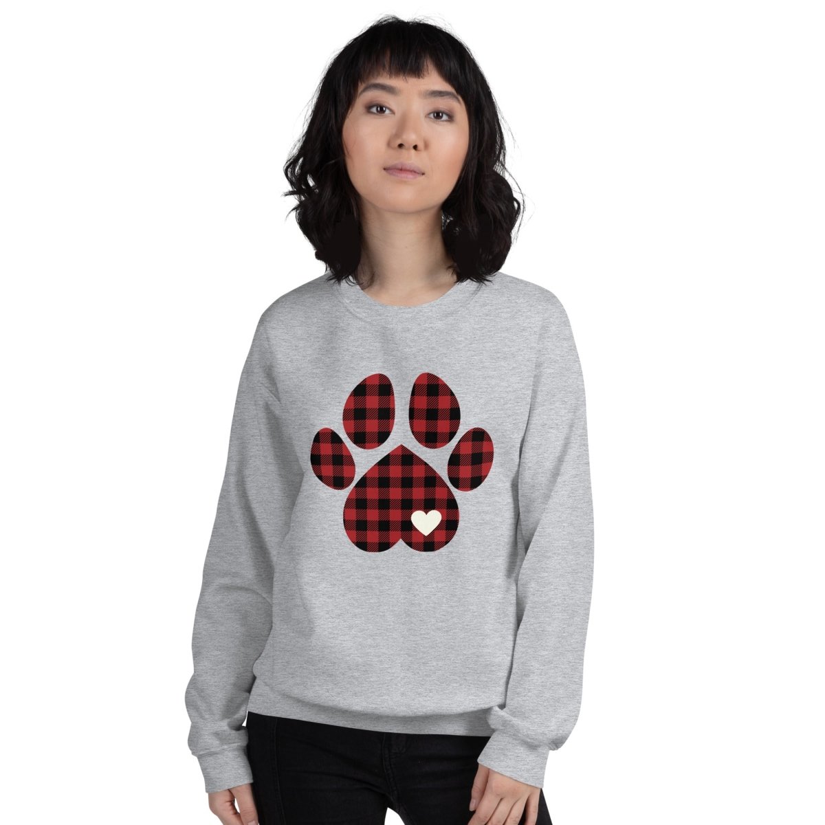 Red Plaid Dog Paw Sweatshirt - DoggyLoveandMore