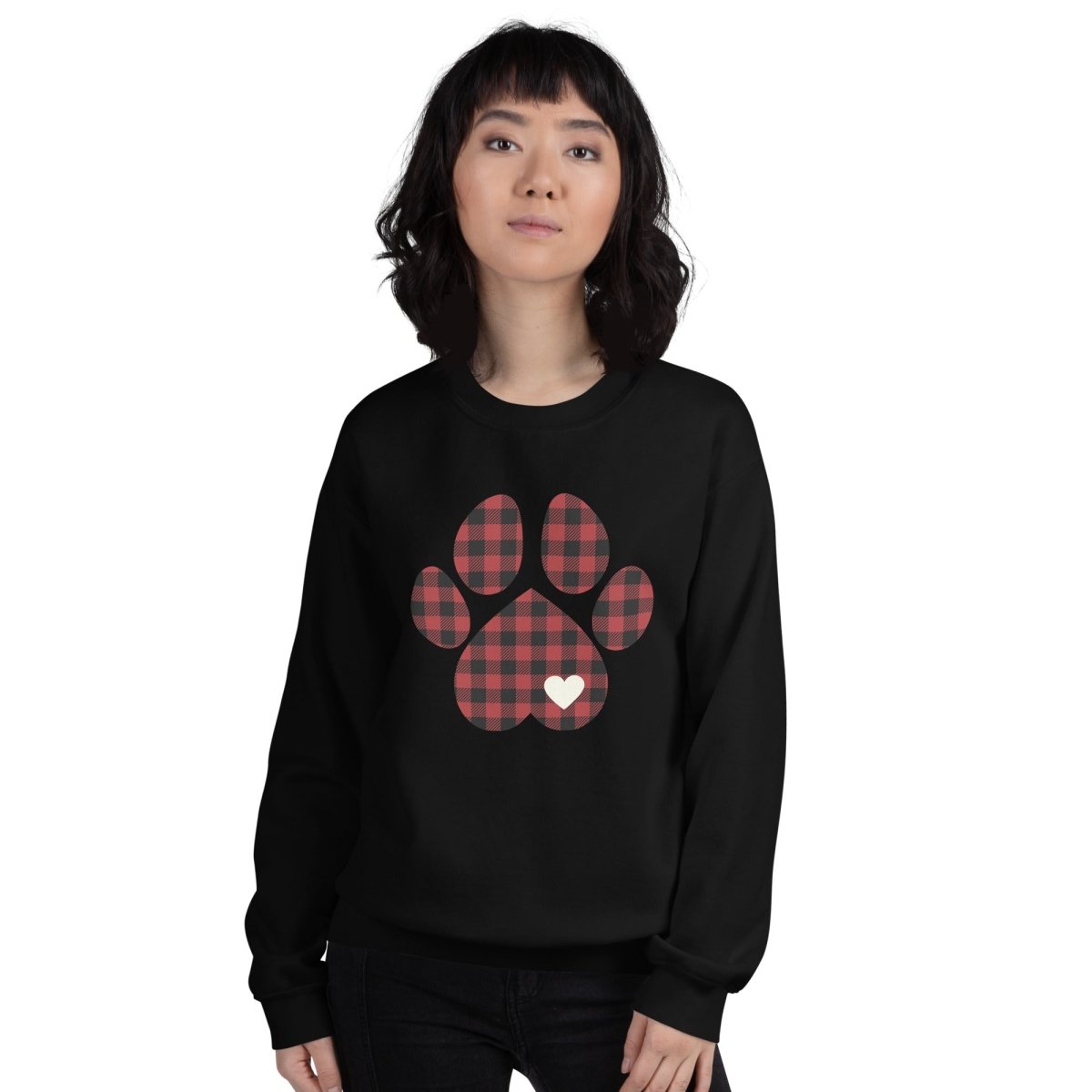 Red Plaid Dog Paw Sweatshirt - DoggyLoveandMore