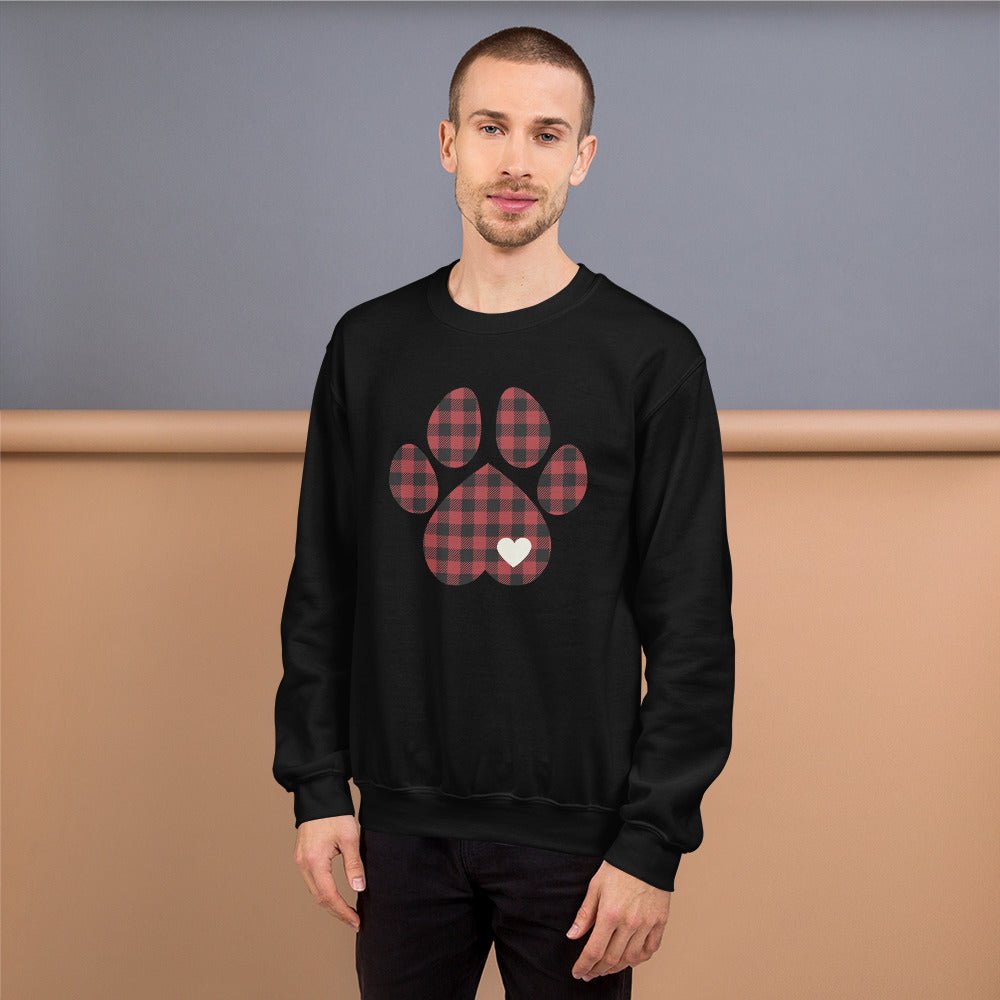 Red Plaid Dog Paw Sweatshirt - DoggyLoveandMore