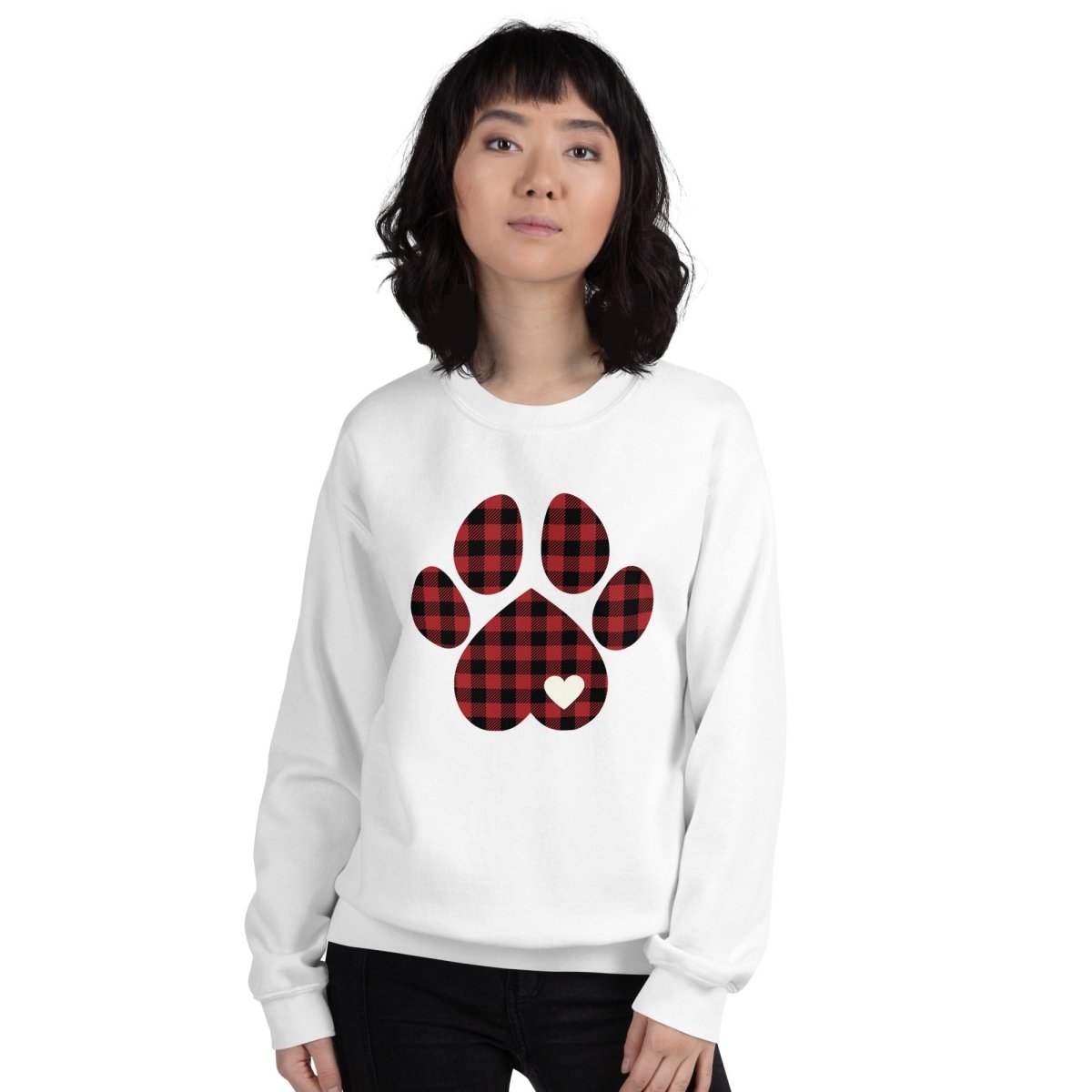 Red Plaid Dog Paw Sweatshirt - DoggyLoveandMore