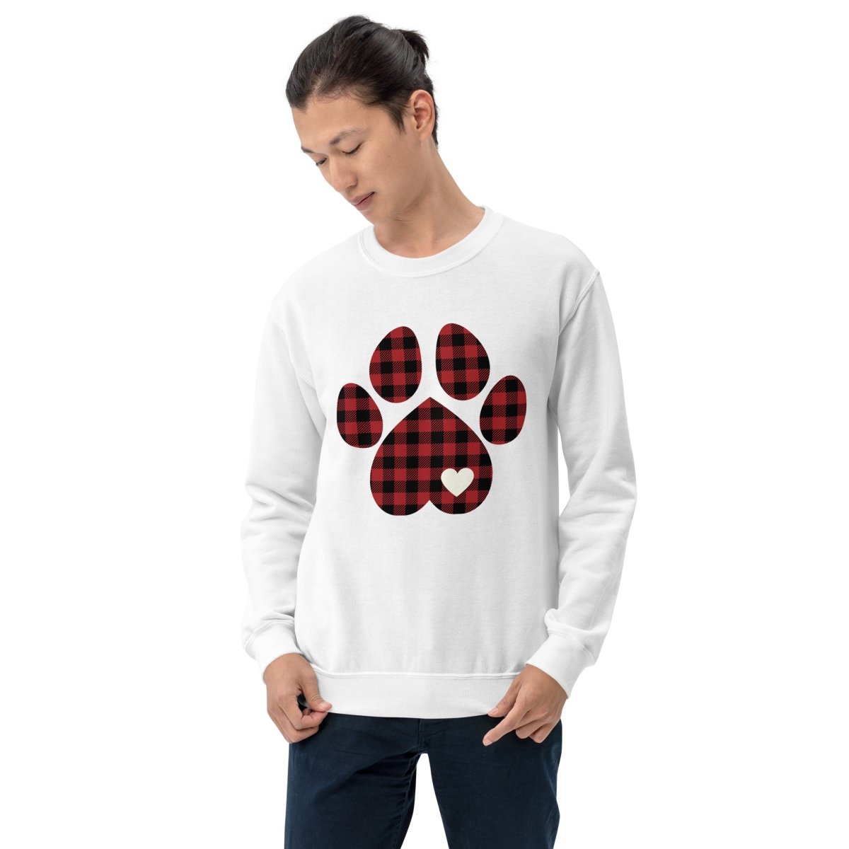 Red Plaid Dog Paw Sweatshirt - DoggyLoveandMore