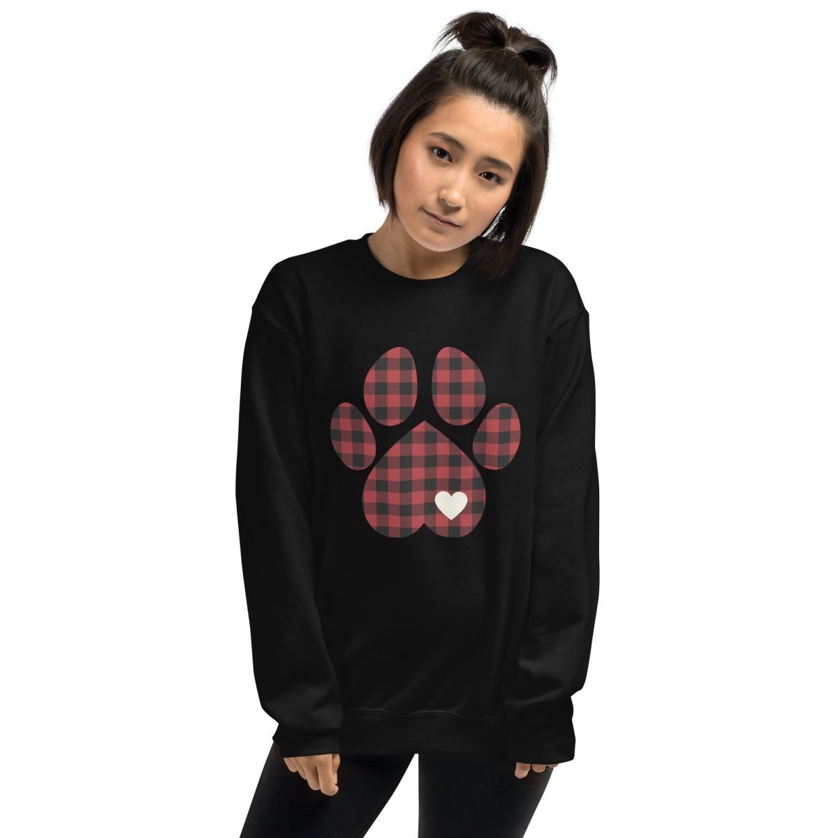 Red Plaid Dog Paw Sweatshirt - DoggyLoveandMore