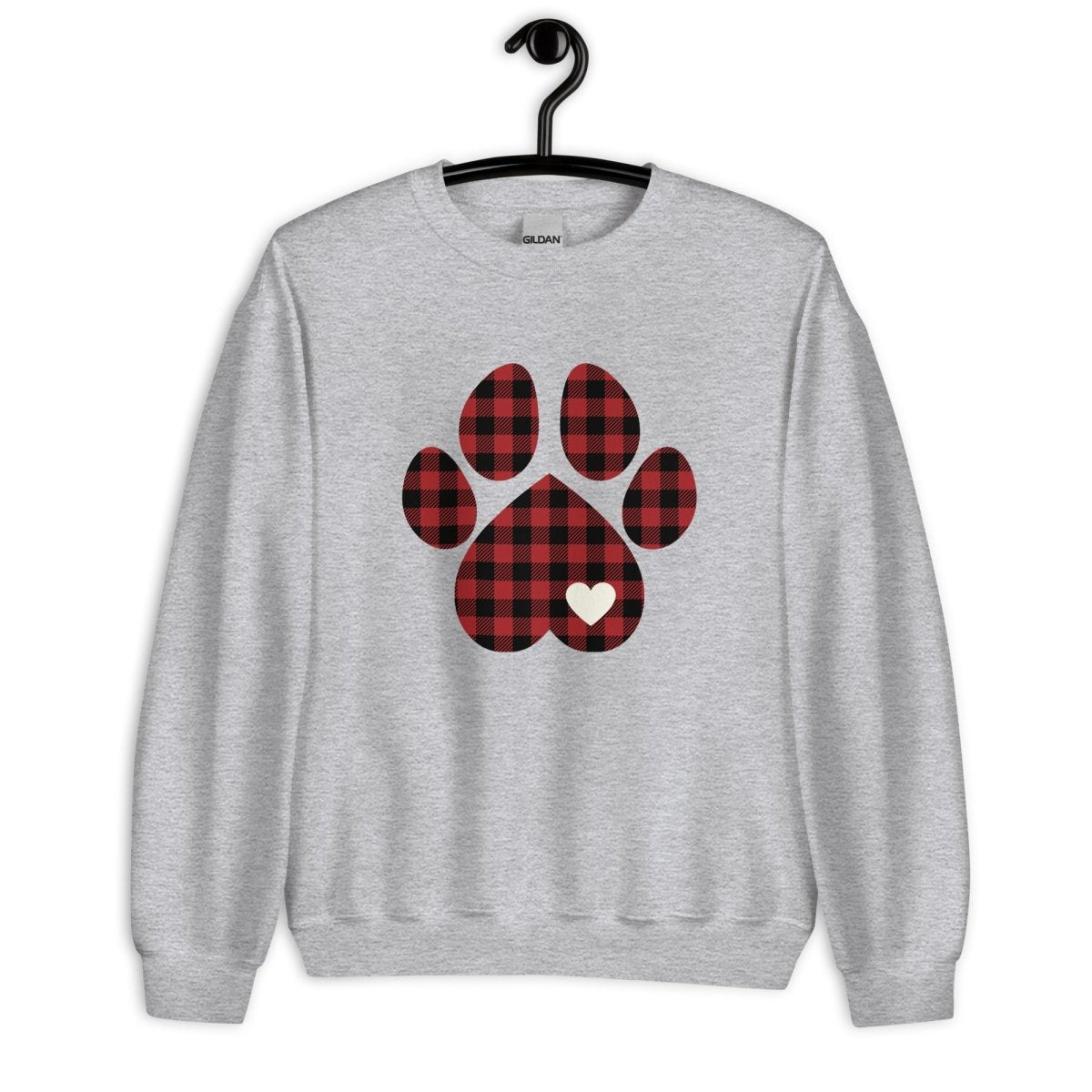 Red Plaid Dog Paw Sweatshirt - DoggyLoveandMore