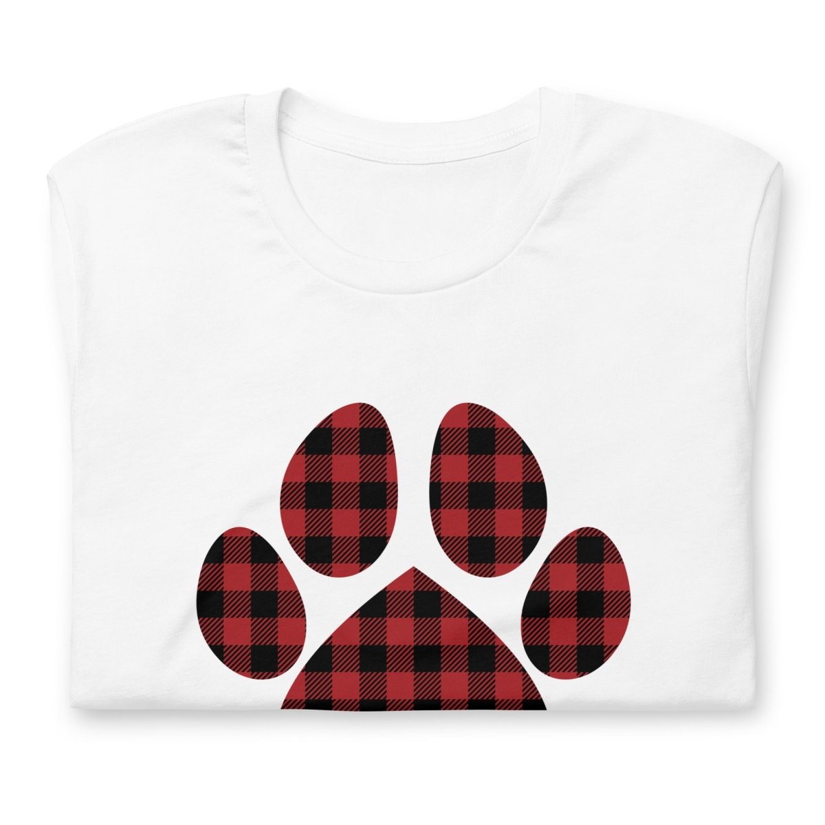 Red Plaid Dog Paw T-Shirt - DoggyLoveandMore