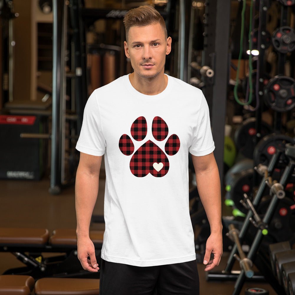 Red Plaid Dog Paw T-Shirt - DoggyLoveandMore