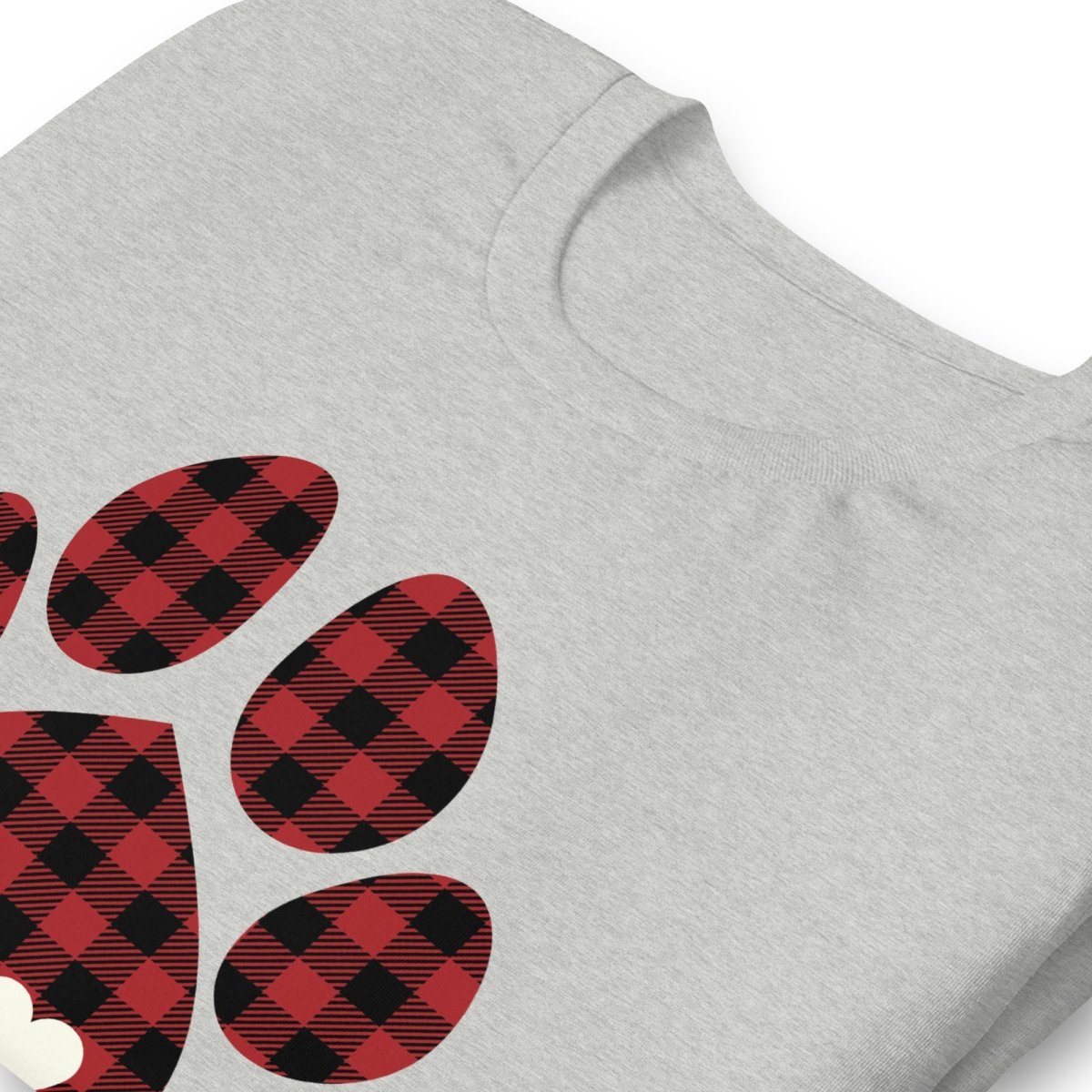 Red Plaid Dog Paw T-Shirt - DoggyLoveandMore