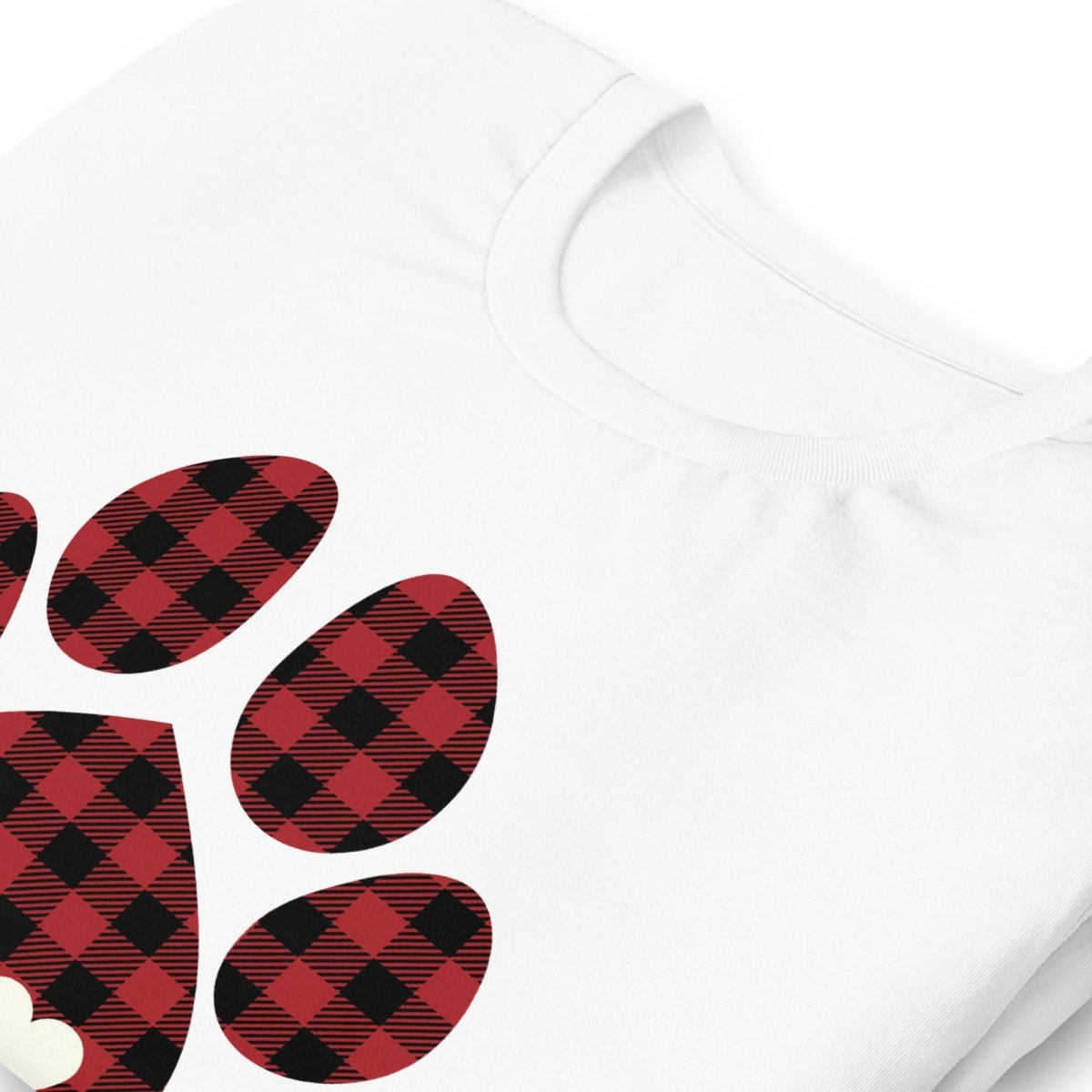 Red Plaid Dog Paw T-Shirt - DoggyLoveandMore