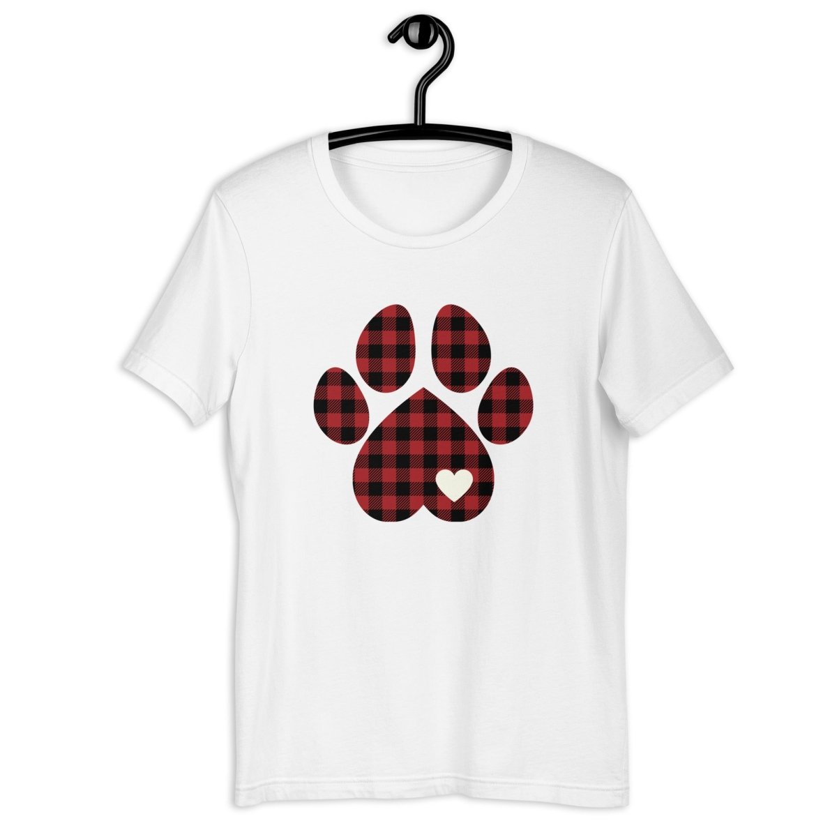 Red Plaid Dog Paw T-Shirt - DoggyLoveandMore