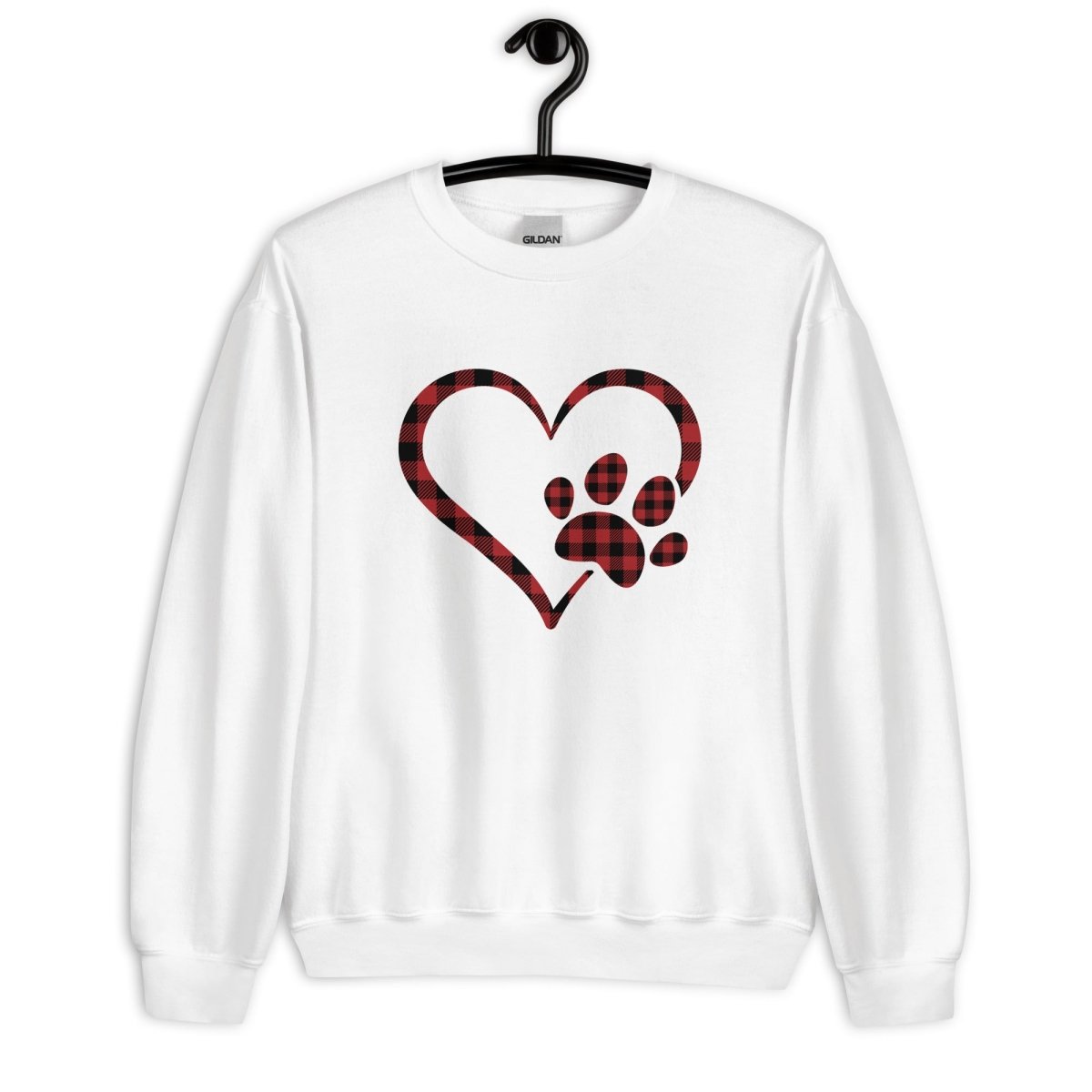 Red Plaid Heart and Paw Sweatshirt - DoggyLoveandMore