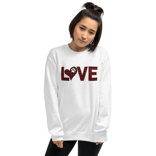 Red Plaid LOVE Paw Sweatshirt - DoggyLoveandMore