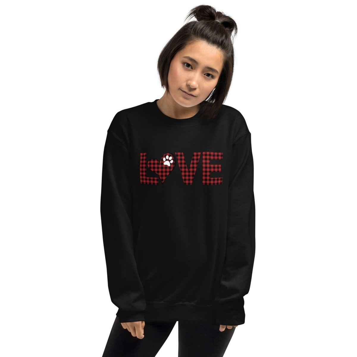 Red Plaid LOVE Paw Sweatshirt - DoggyLoveandMore