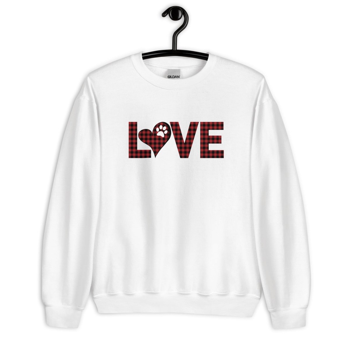 Red Plaid LOVE Paw Sweatshirt - DoggyLoveandMore