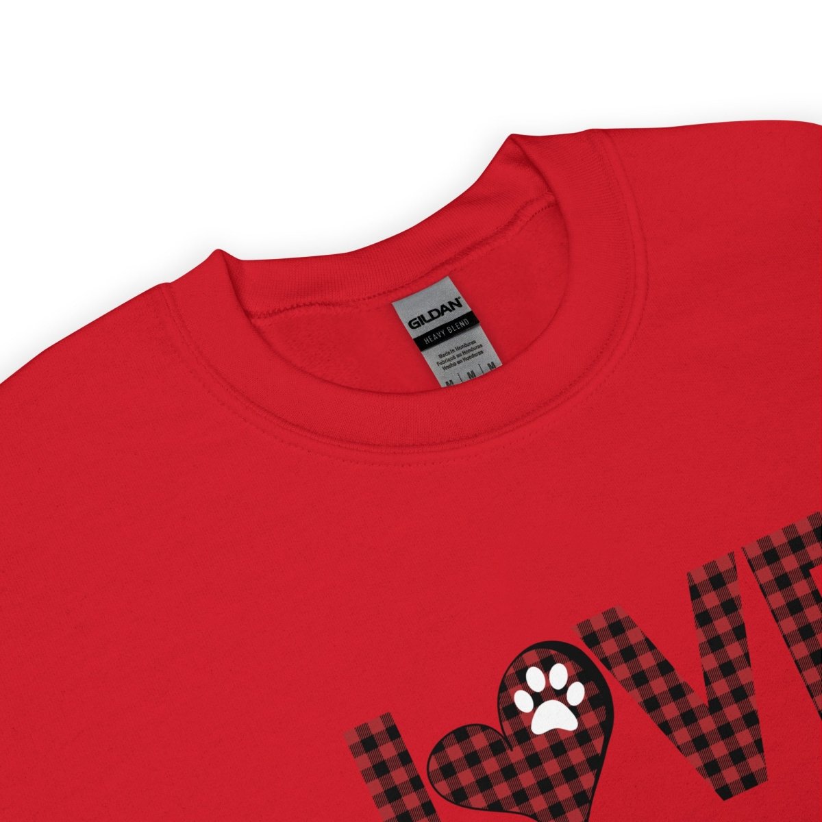 Red Plaid LOVE Paw Sweatshirt - DoggyLoveandMore