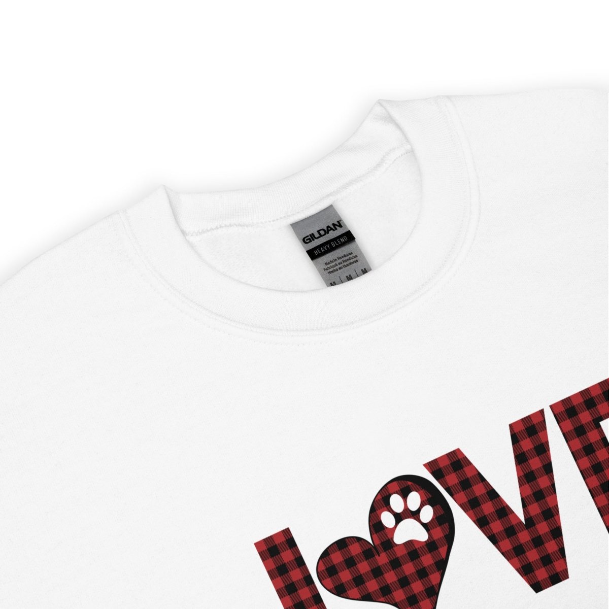 Red Plaid LOVE Paw Sweatshirt - DoggyLoveandMore