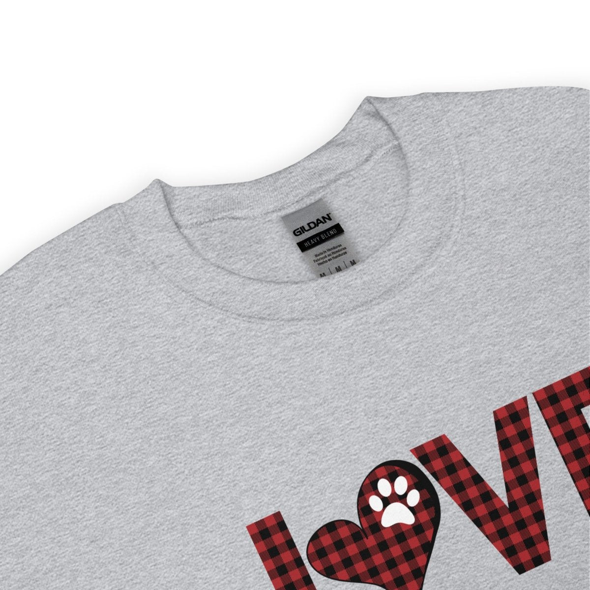 Red Plaid LOVE Paw Sweatshirt - DoggyLoveandMore