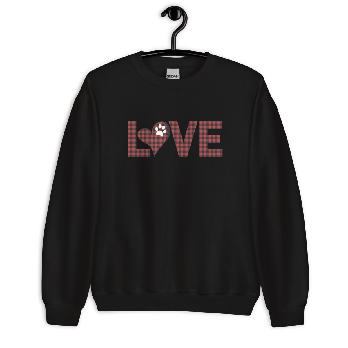 Red Plaid LOVE Paw Sweatshirt - DoggyLoveandMore