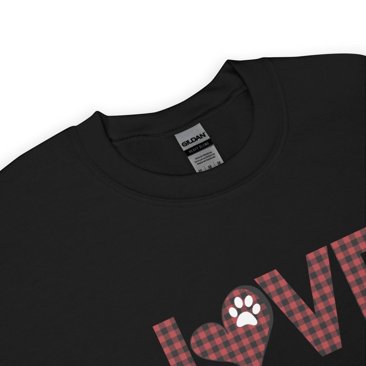 Red Plaid LOVE Paw Sweatshirt - DoggyLoveandMore