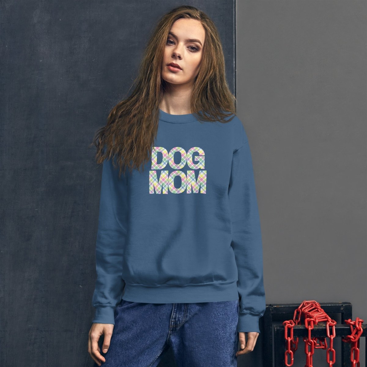 Spring Plaid Dog Mom Sweatshirt - DoggyLoveandMore