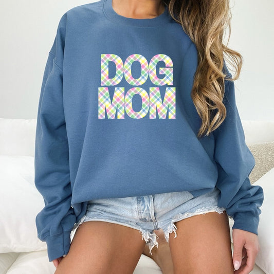 Spring Plaid Dog Mom Sweatshirt - DoggyLoveandMore