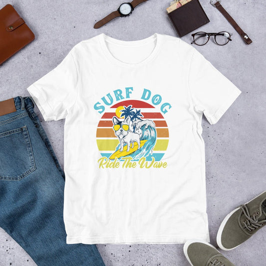 Surf Dog Graphic T-Shirt-DoggyLoveandMore