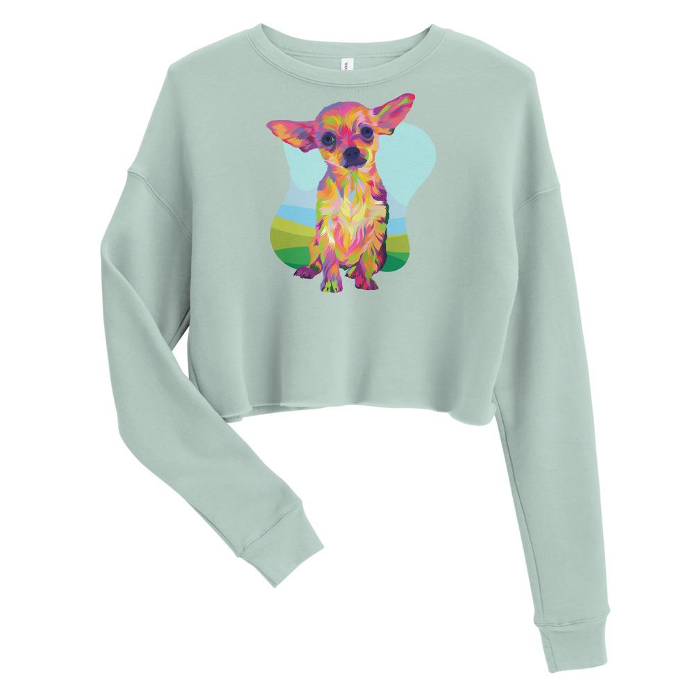Tan Chihuahua Crop Sweatshirt-DoggyLoveandMore
