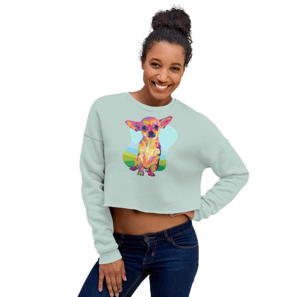 Tan Chihuahua Crop Sweatshirt-DoggyLoveandMore